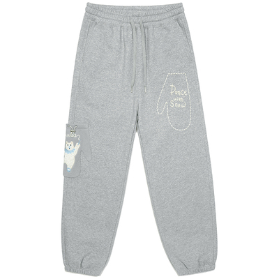 GUUKA小熊刺绣束脚卫裤