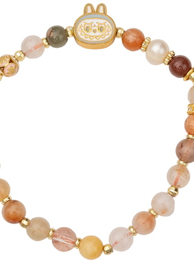 双层叠戴天然水晶拉布布手链