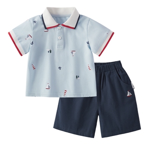 男童运动套装小童夏季撞色polo领衣服儿童休闲童装宝宝夏装两件套