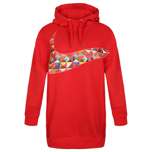 Nike/耐克当季女连帽休闲大Logo中长款运动卫衣套头衫 BV5984