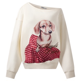 MARDI刺绣卫衣26款春美式俏皮风小狗女白色宽松减龄上衣卡通动漫