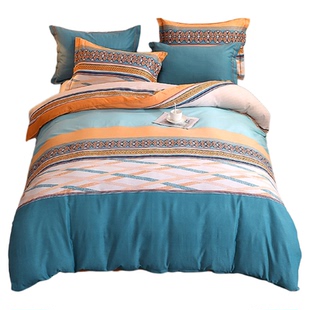 简约纯棉磨毛四件套加厚春秋保暖双人床单被套1.5m1.8米床上用品