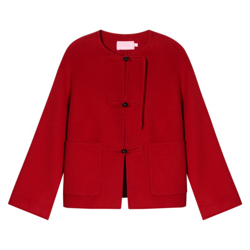 【100%澳洲绵羊毛】SALT.P可颜新中式盘扣复古毛呢外套冬季款