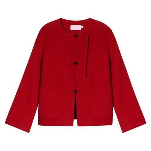 【100%澳洲绵羊毛】SALT.P可颜新中式盘扣复古毛呢外套冬季款