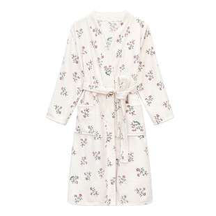 珊瑚绒睡袍女冬季加厚四季通用吸水速干法兰绒长款洗完澡穿的浴袍