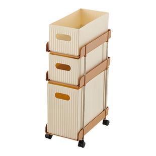 工位置物架办公室桌下收纳柜桌边侧边窄缝零食抽拉式小推车收纳筐