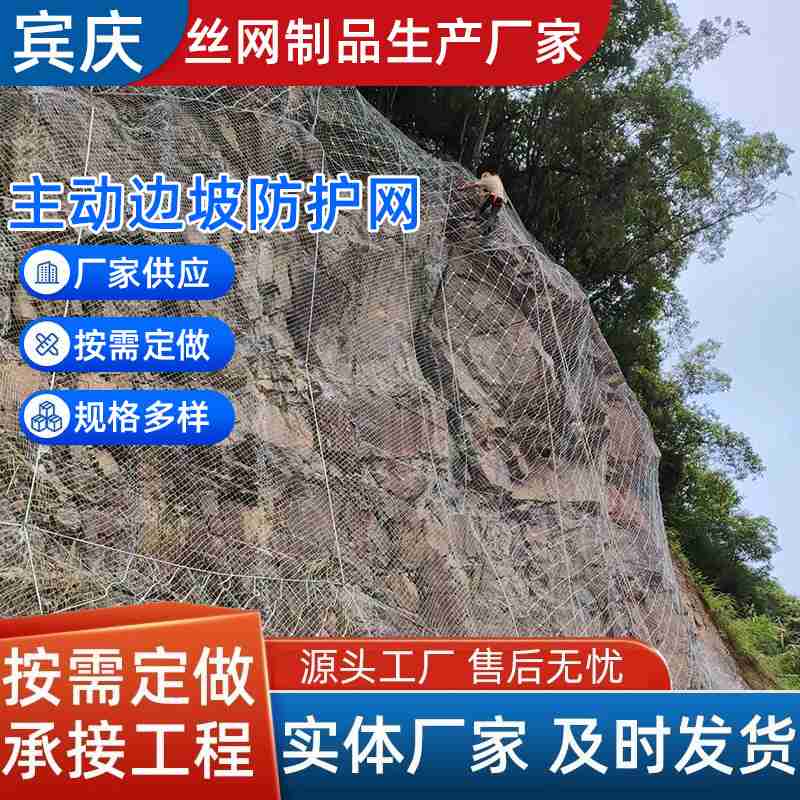 主动被动边坡防护网覆塑SNS柔性防护网环形护坡网山体滑坡钢绳网