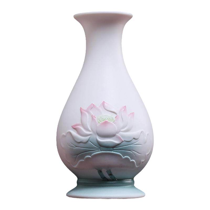 戴玉堂新中式陶瓷莲花插花瓶摆件