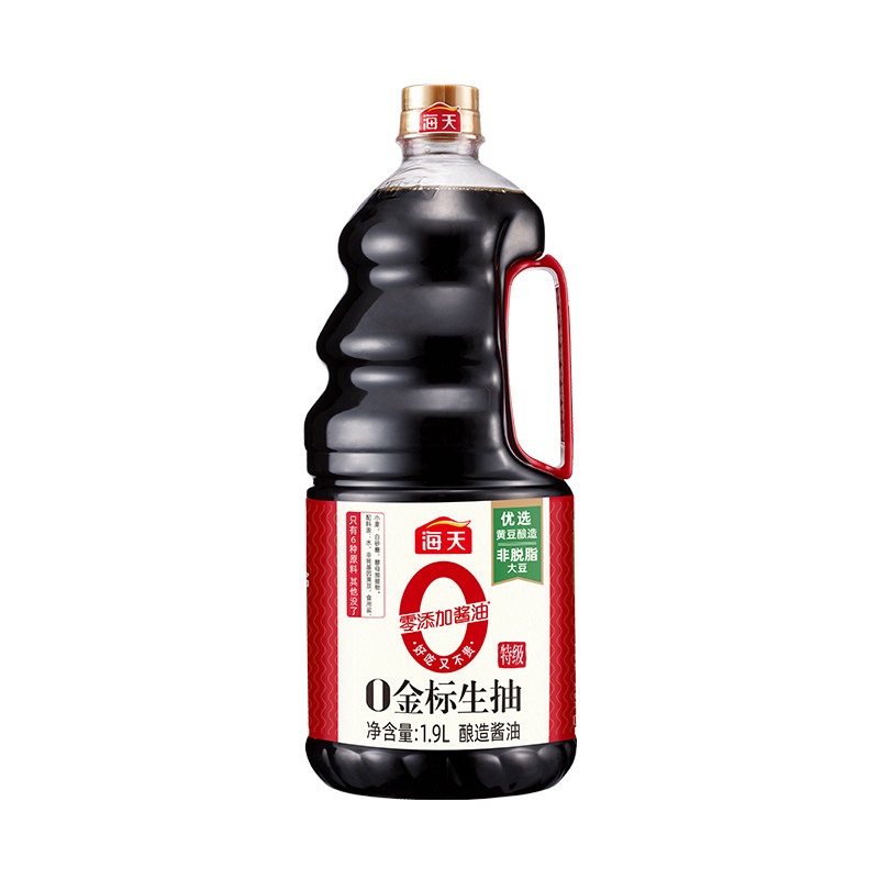 海天0金标生抽1.9L零添加酱油黄豆酿造家用特级生抽炒菜凉拌豉油