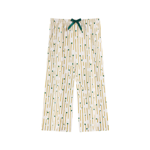 猫人棉绸睡裤女2025新款纯棉七分裤夏季薄款休闲高级感遛弯家居裤