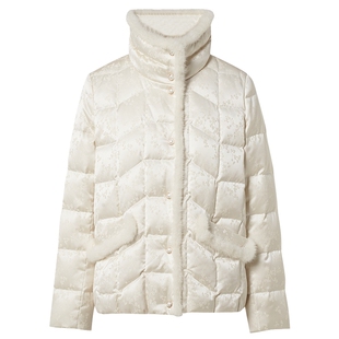 【匈牙利进口白鹅绒】LaKoradior拉珂蒂秋冬奢雅提花毛领羽绒服女