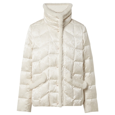 【匈牙利进口白鹅绒】LaKoradior拉珂蒂秋冬奢雅提花毛领羽绒服女