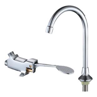 洗手盆脚踏式水龙头开关医院医用单冷面盆实验室脚踩式冲水阀门