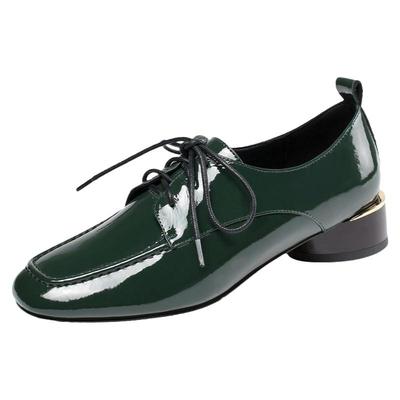 粗跟时尚风漆皮春秋新款深口单鞋