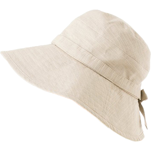 出口日本春夏季亚麻防晒渔夫帽子女轻薄凉感遮阳帽逛街出游太阳帽
