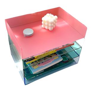 收纳盒叠加书本试卷A4透明亚克力简约办公室桌面彩色创意置物架子