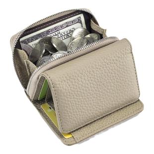 新款真皮钱包女士短款日式三折时尚小钱夹卡包多功能大容量零钱包