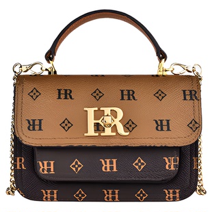 HR赫莲娜包包女2025新款小方包斜挎女包轻奢老花单肩链条包手提包