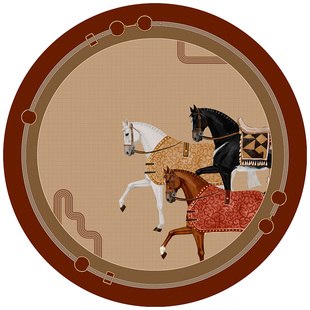 范居态度驰岁骏马承福圆桌桌垫防水防油圆形茶几垫中古高级感新款