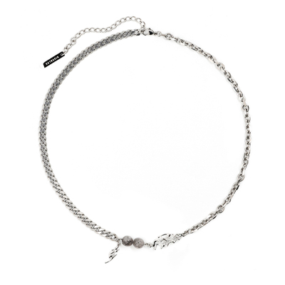 Dissolve钛钢黑发晶情侣男女项链