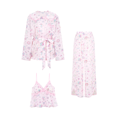 原创洛神情书可拆卸胸垫睡衣女式