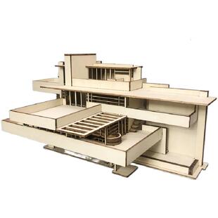 沙盘场景模型diy建筑模型环艺手工拼装制作椴木板流水别墅模型