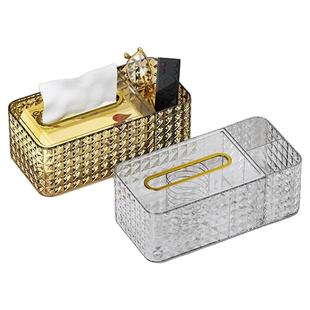 透明纸巾盒客厅茶几高级带弹簧餐桌纸抽盒高档轻奢家用收纳抽纸盒