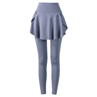 佑美假两件瑜伽裤女紧身高腰防走光提臀运动健身遮跨瑜伽遮挡裙裤