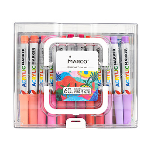 Marco马可直液式软头丙烯马克笔小学生专用彩绘笔不透色画笔儿童安全速干可叠色可水洗美术水彩笔美术颜料笔