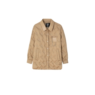 白鹿语翻领鸭绒加厚羽绒服冬款时尚单排扣链条羽绒外套女