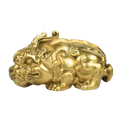 铜实心招财中式貔貅手把件摆件