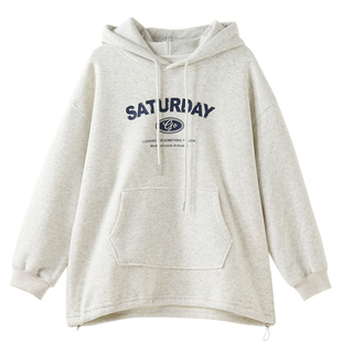 女大童加绒连帽卫衣2025冬季新款初中生休闲下抽绳保暖帽衫厚上衣