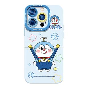 背带裤蓝胖子适用iPhone17Promax手机壳新款苹果16pro液态硅胶挂绳ip15保护套12可爱软全包超火女14pm防摔13