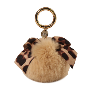 【弥野造物】日系可爱豹纹獭兔毛小毛球包挂件精美毛绒球挂饰礼物