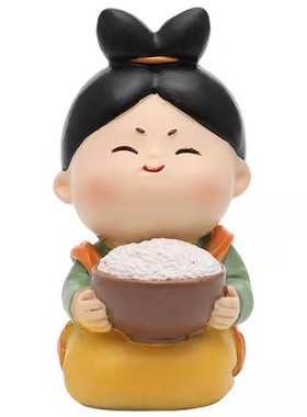 唐仕女可爱风国潮吃货树脂摆件