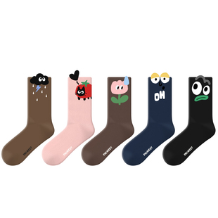 袜子女款中筒袜网红可爱搞怪秋冬运动外穿ins潮流长袜长筒趣味