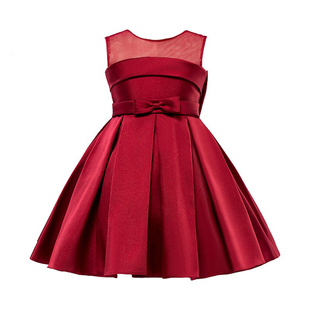 儿童礼服女童十岁公主裙简约缎面钢琴演出服小女孩主持六一走秀服