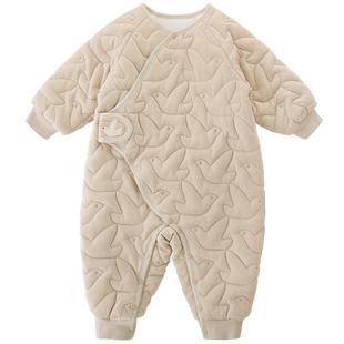 新生儿婴儿衣服冬季夹棉加厚保暖连体衣初生儿棉衣秋冬宝宝棉袄