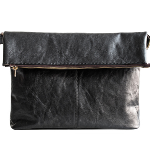 埋不烂 头层牛皮斜挎包男真皮折叠包休闲复古植鞣皮国潮邮差包B85