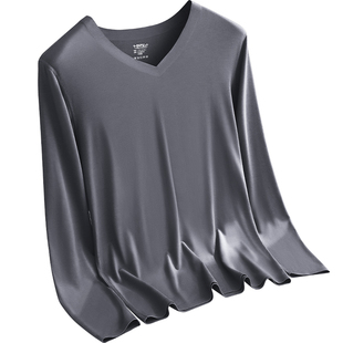 莫代尔100S无痕保暖上衣男士修身紧身打底衫棉毛衫单件秋衣男薄款