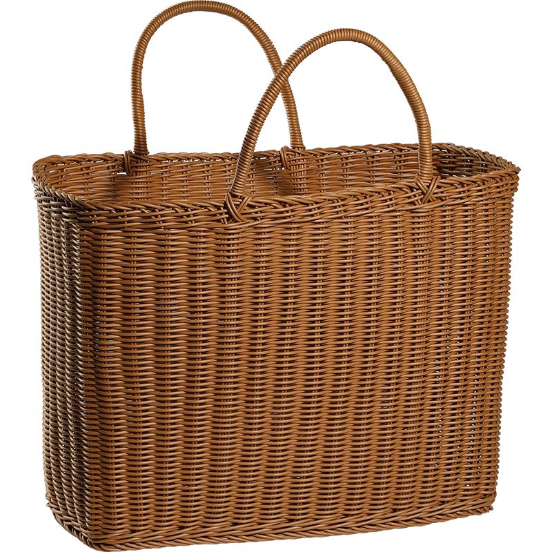 Kens购物篮仿藤编 买菜篮子大号野餐篮采摘篮手提洗澡篮欧式简约