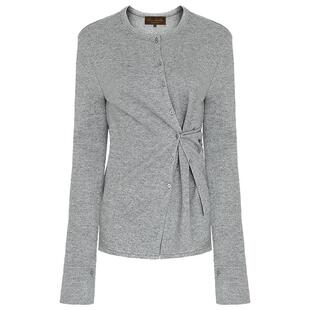 COCOBELLA多穿法不规则捏褶毛针织衫女灰色休闲内搭上衣MZ3302-6