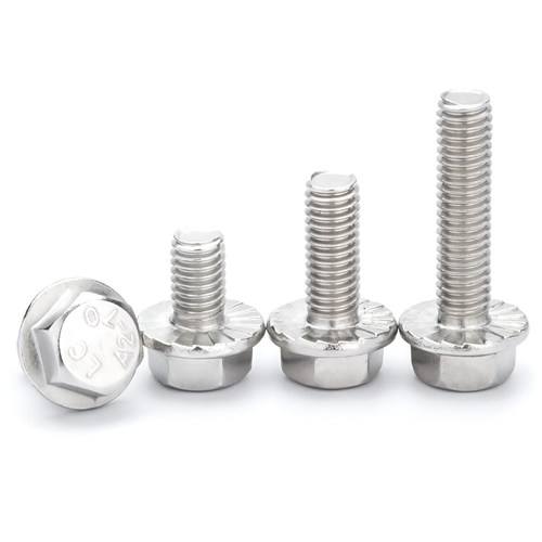 304不锈钢法兰面外六角螺栓带垫防滑螺钉防松螺丝4M5M6M8M10M12mm