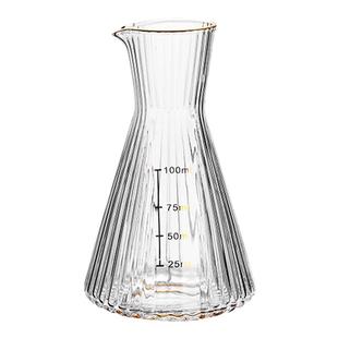 分酒器白酒杯家用酒具套装金边锥形一口杯带把刻度量酒器盅壶杯架