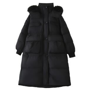 羽绒服女2024冬季新款时尚长款大码胖妹妹时尚毛领连帽白鸭绒外套