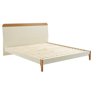 全友家居原木奶油风1.5m单人床卧室小户型1米8双人大床床垫组合