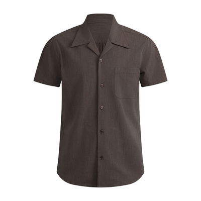 泡泡纱古巴领短袖衬衫T恤半袖