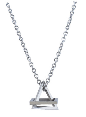 自制三角四方形吊坠钛钢项链