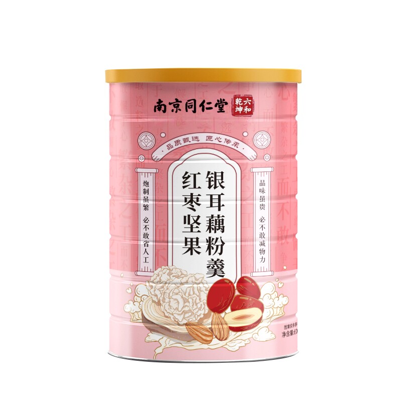 南京同仁堂六合乾坤红枣坚果银耳藕粉羹膳食纤维代餐粉600g/罐装
