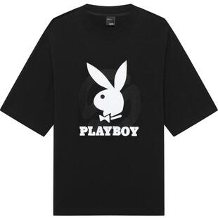 GXG男装 商场同款playboy联名夏季黑色休闲短袖T恤男